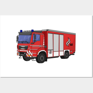 Fire department fire truck Posters and Art